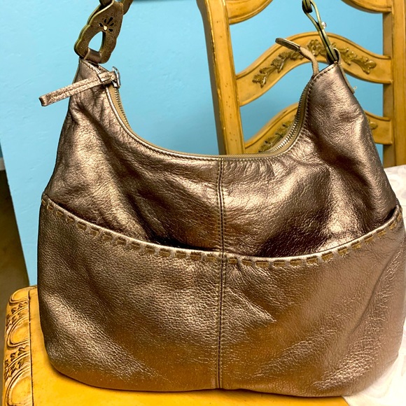 Brighton VTG Kodiak Soft Pebbled Leather 4-pocket Purse Metallic/Bronze Hobo Bag - Picture 3 of 9